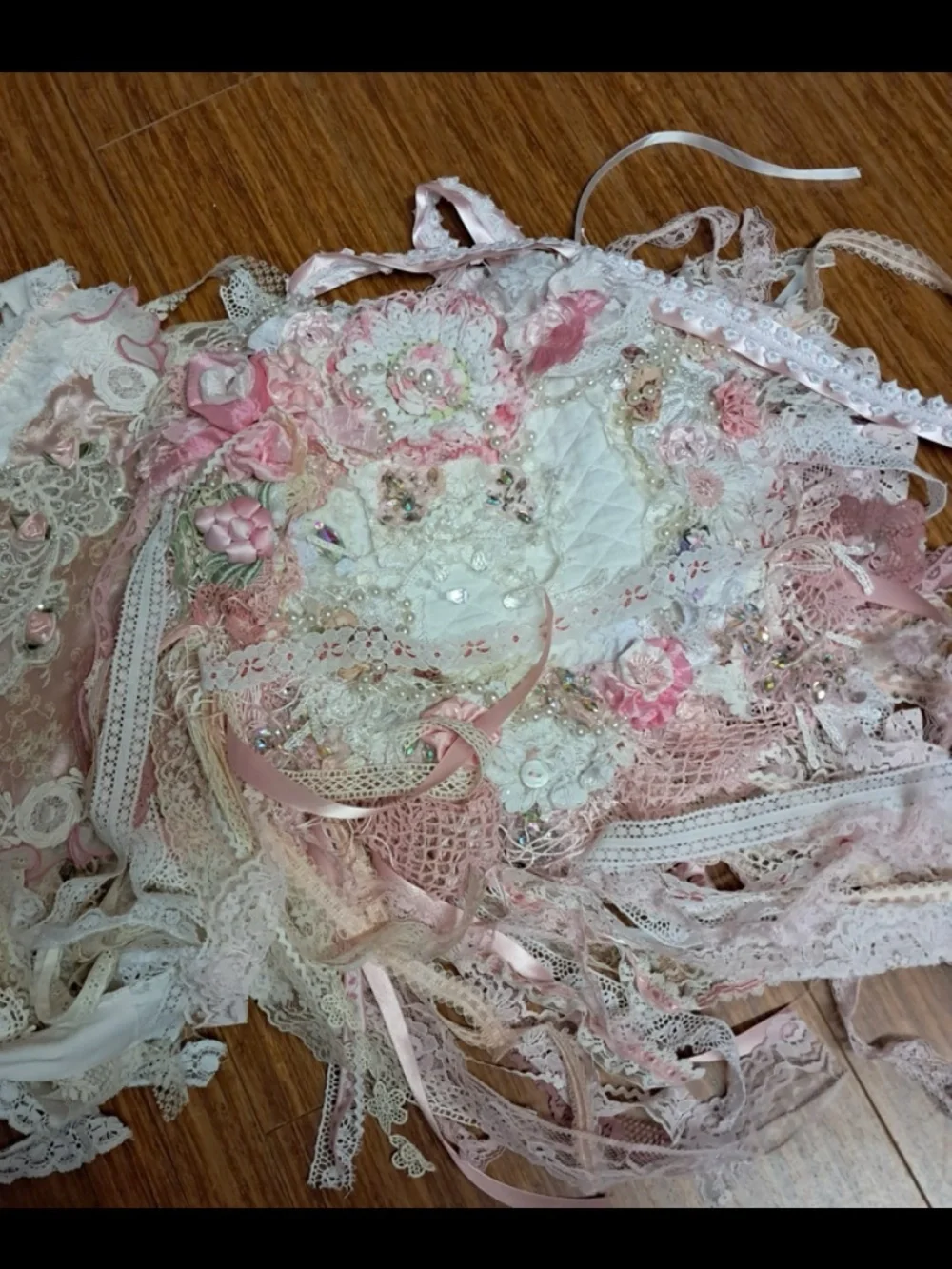 Shabby Chic Pink & White Lace Dreamcatcher Bag